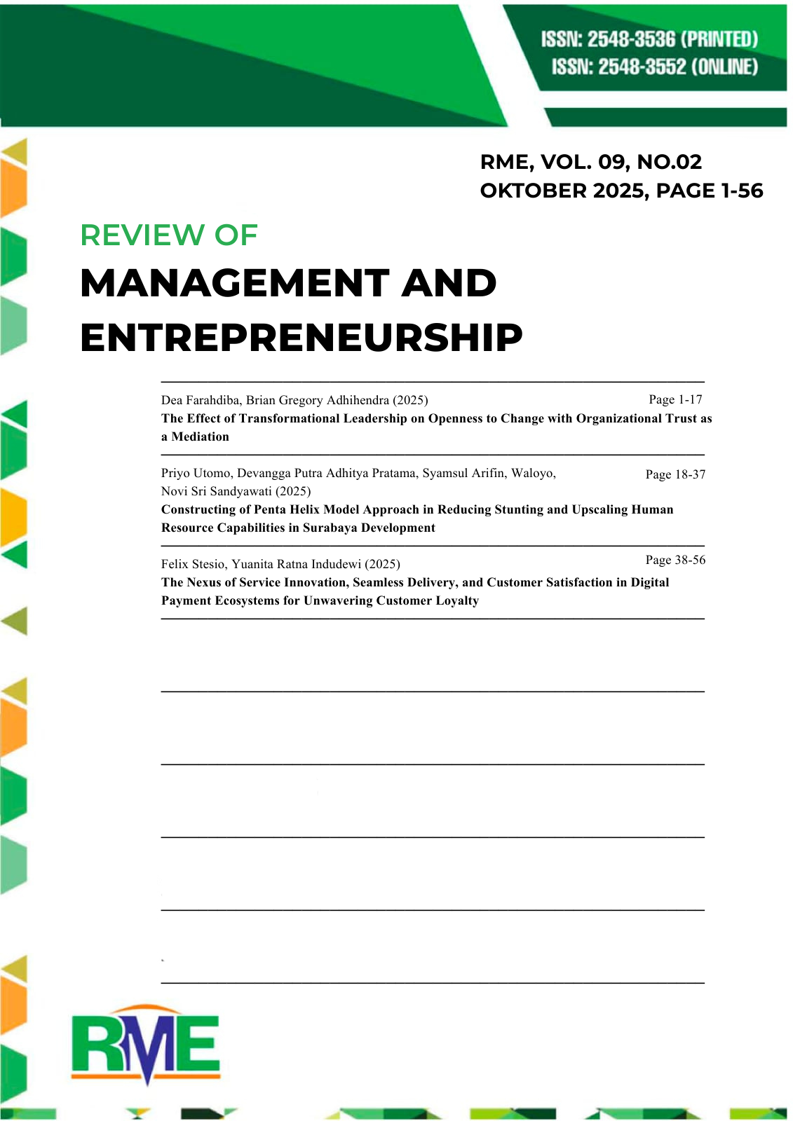 This issue has been available online since 30th October 2025. All articles in this issue (8 original research articles) were authored/co-authors from Indonesia